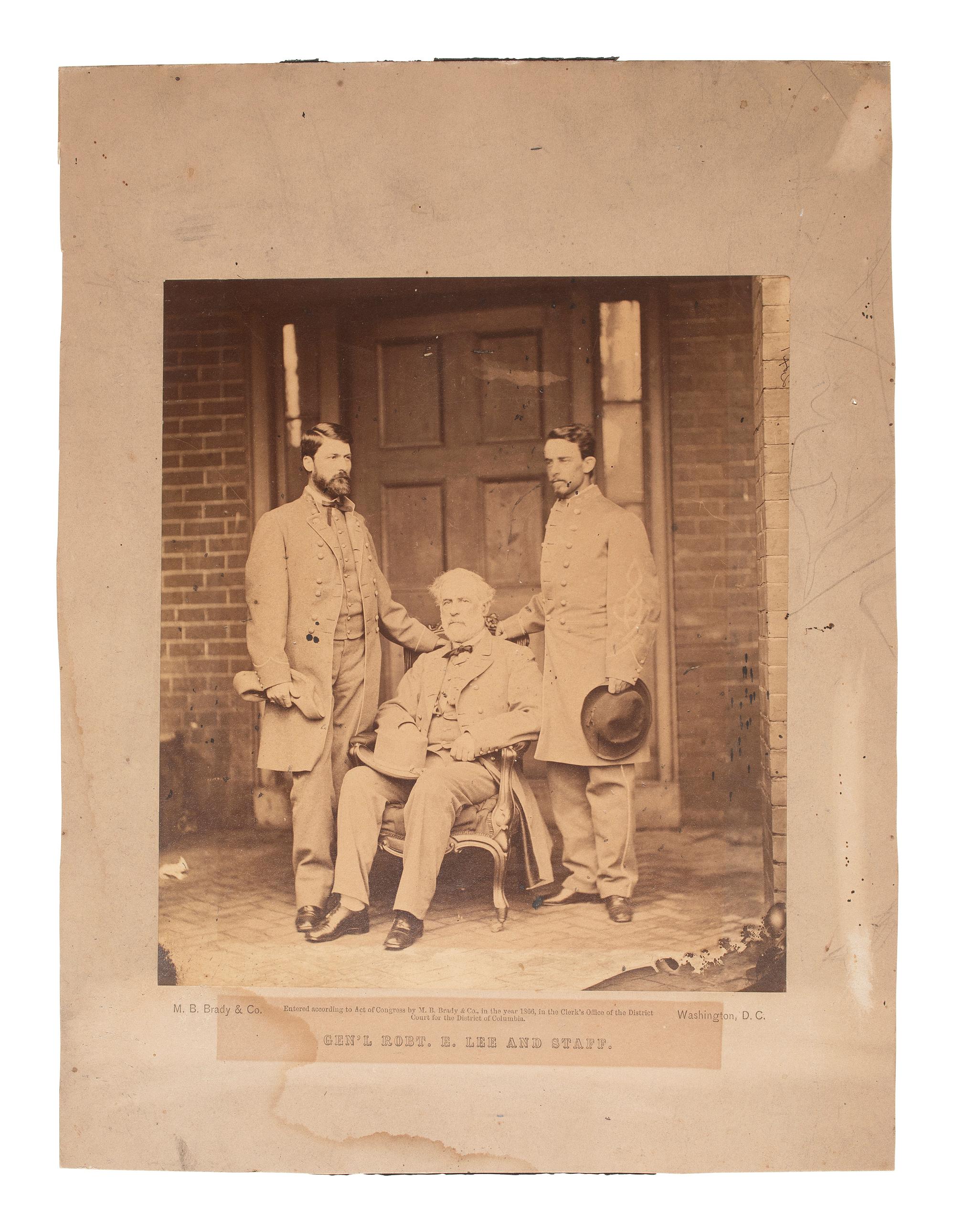 [CIVIL WAR]. BRADY, Mathew (1822-1896), photographer. Gen'l. Robt. E. Lee and Staff . Washington, DC, 1866.
