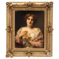 Etienne Adolphe Piot (French, 1831-1910) — Woman with Roses