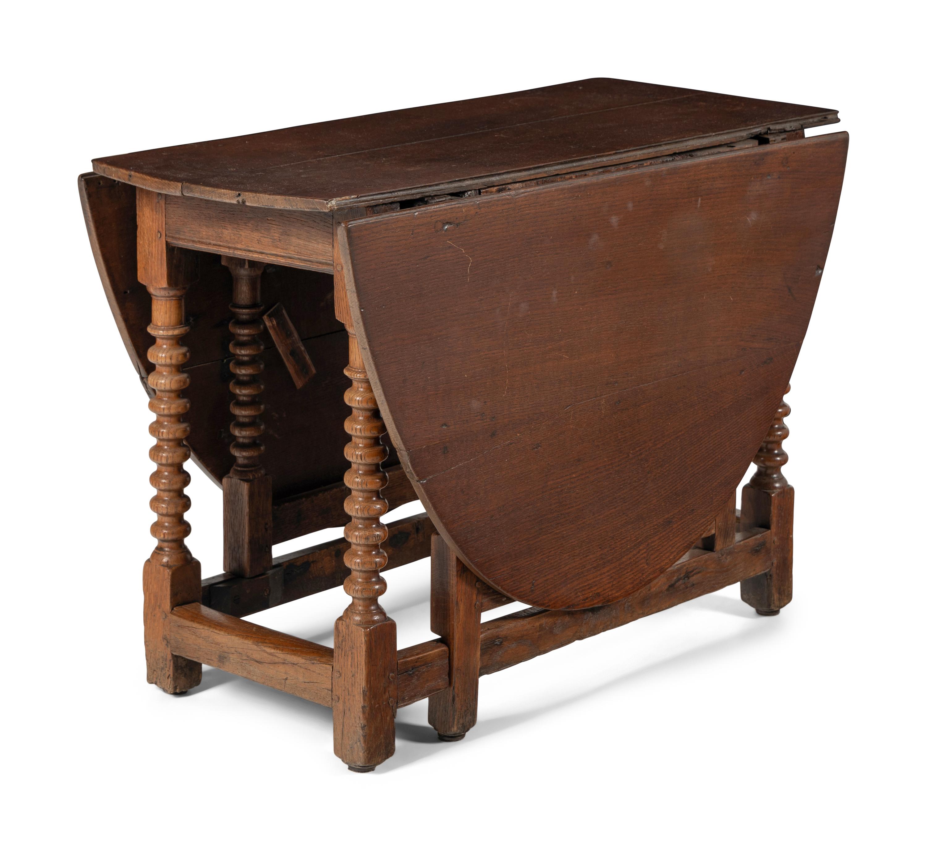 A William and Mary Oak Drop-Leaf Table