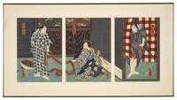 Kunisada (Toyokuni III, Japanese 1786-1864) Two Framed Kabuki Triptychs