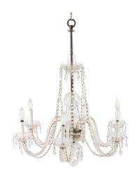 A Georgian Style Cut Glass Six-Light Chandelier