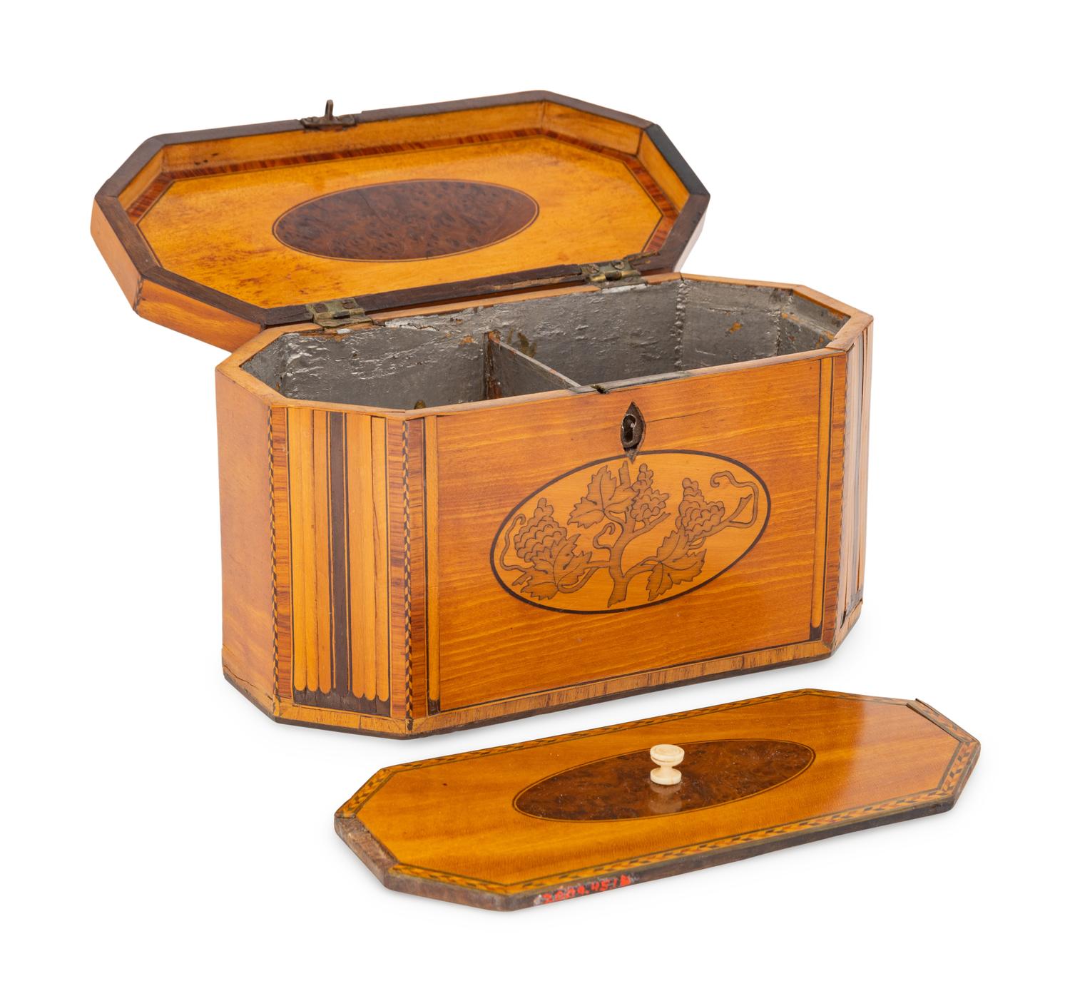 A George III Marquetry Tea Caddy