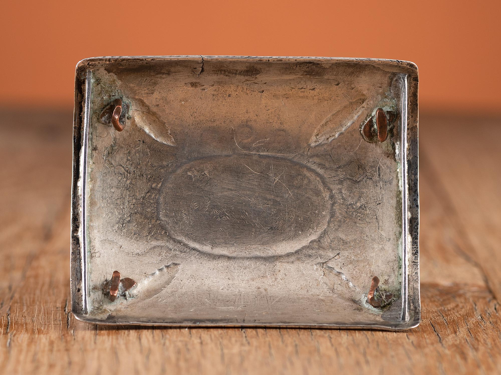 Navajo Stamped Silver and Turquoise Box, Crafted from a Repurposed Ketoh