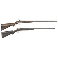 Pair of Antique Hammer Shotguns by Claybrough & Bros, and E.C. Green