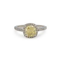 FANCY INTENSE YELLOW DIAMOND AND DIAMOND RING