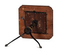 A Federal Style Turned, Painted and Inlaid Wood, Wrought-Iron Mounted Checkerboard-Top Candlestand