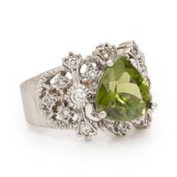 Hubert, Peridot, Diamond, and White Gold Ring