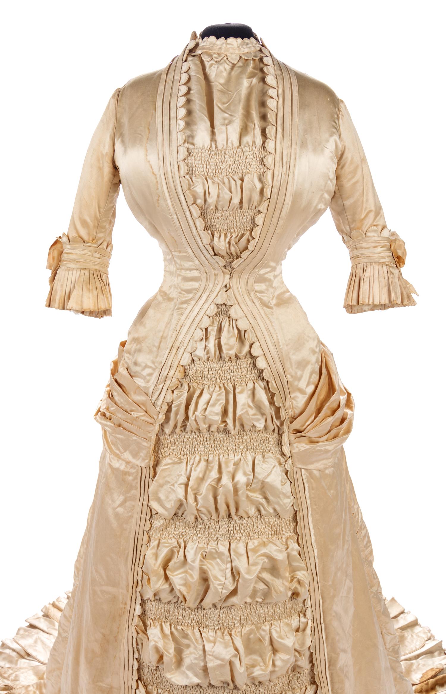 One-Piece Satin Wedding Dress, 1880s