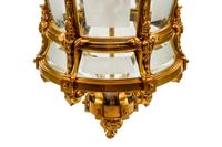 A Large Régence Style Gilt Bronze and Etched Glass Hall Lantern