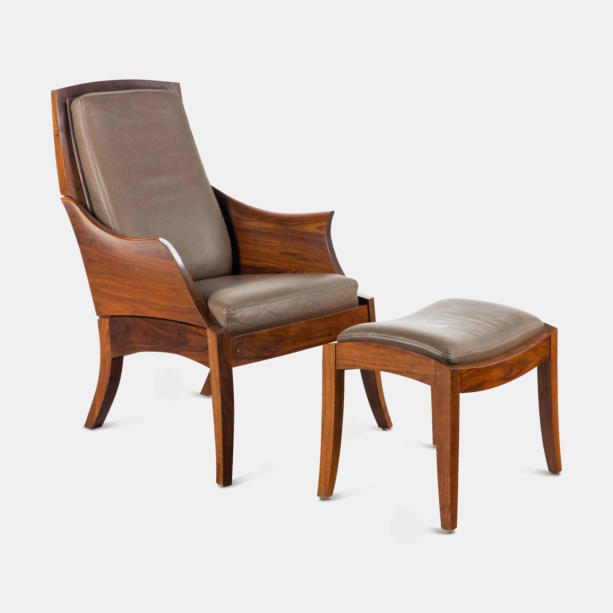 Wing Chair and Ottoman, 2009 Thos. Moser Cabinetmakers, Auburn, Maine