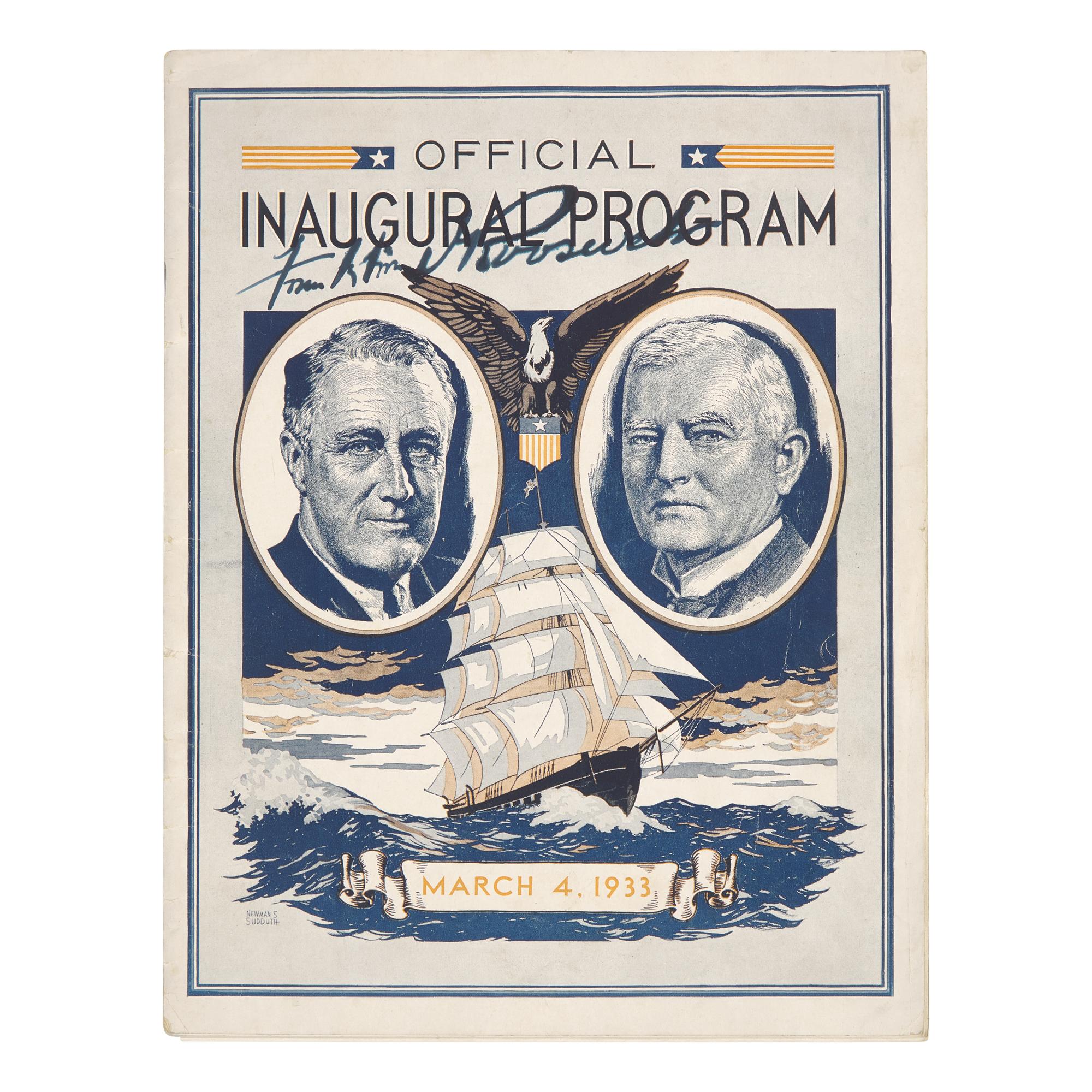[Roosevelt, Franklin D.] Official Program For Franklin D. Roosevelt's First Inauguration, Boldly Signed by FDR