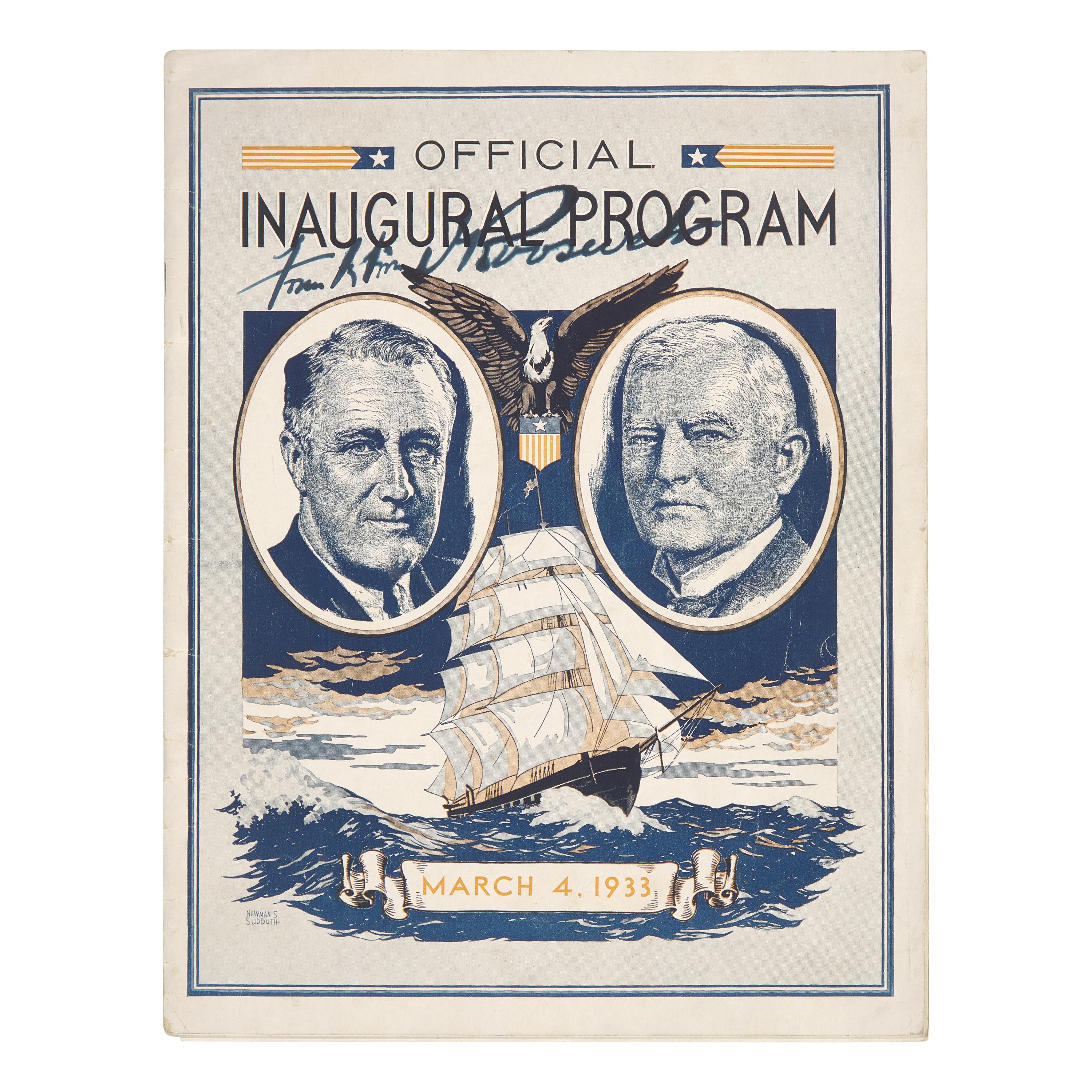 [Roosevelt, Franklin D.] Official Program For Franklin D. Roosevelt's First Inauguration, Boldly Signed by FDR