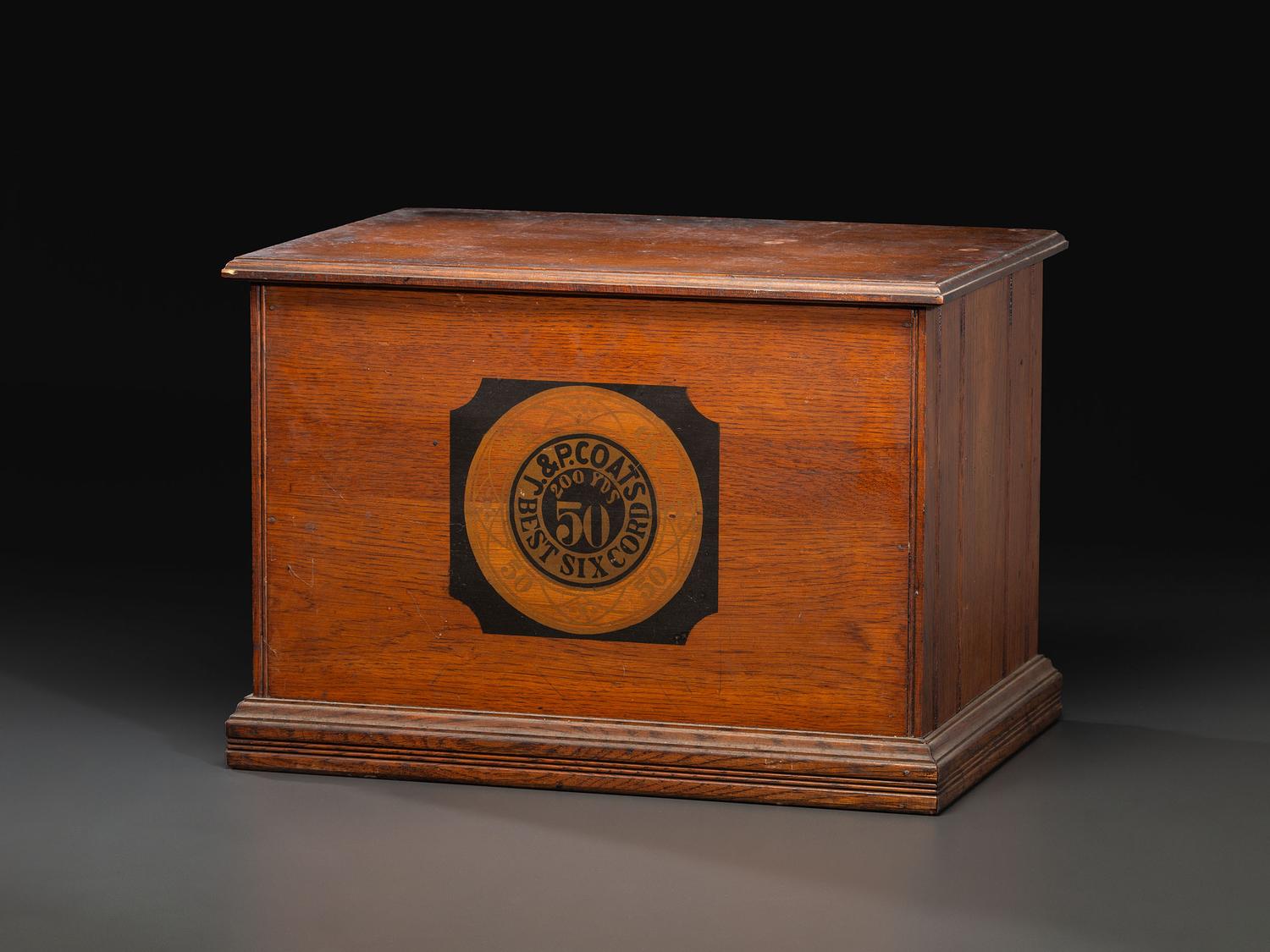 A J & P Coats Four Drawer Oak Advertising Spool Cabinet