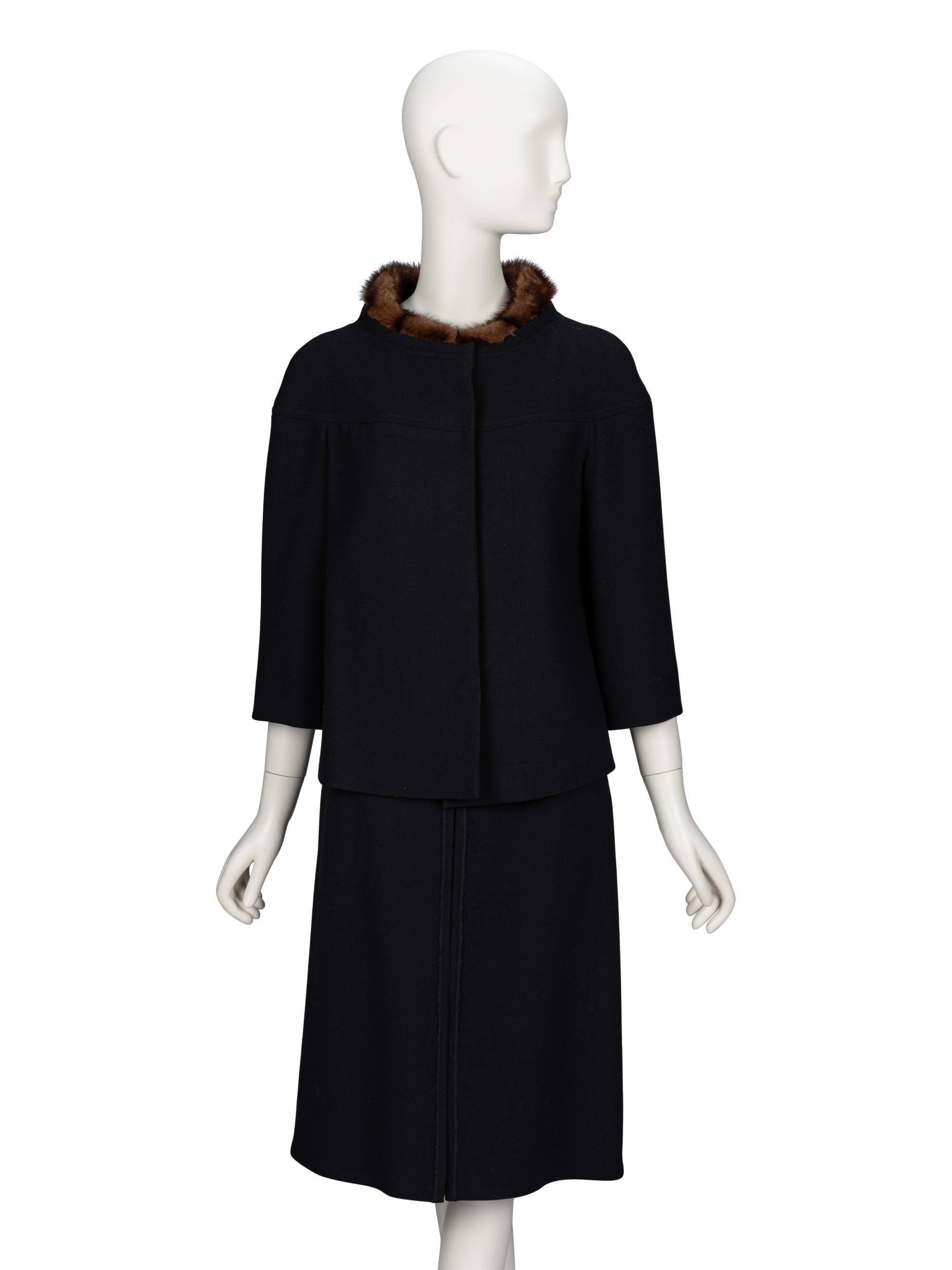 Prada, Mink-Collar Skirt Suit