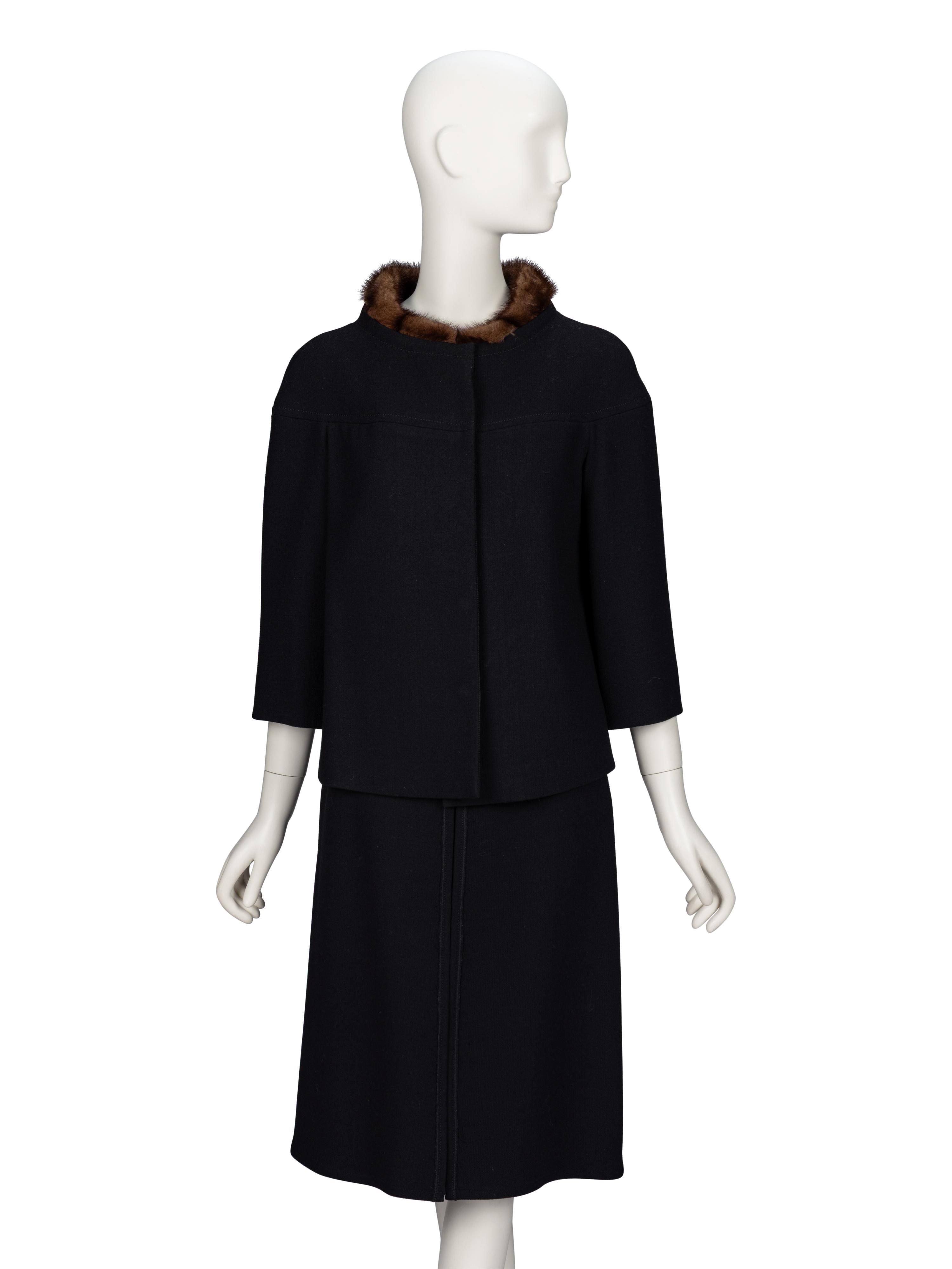 Prada, Mink-Collar Skirt Suit