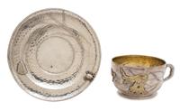 An American Aesthetic Movement Hand-Hammered Silver Cup with Undertray, Tiffany & Co., New York, NY,