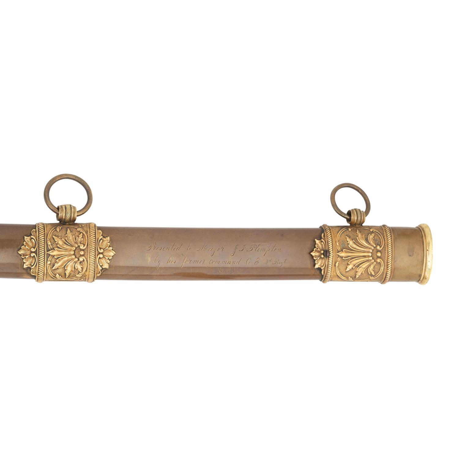 French Hilted Non-Regulation Imported Officers Sword Presented to Major James Plimpton - 3rd NH Volunteers, KIA at Deep Bottom Run with CDV