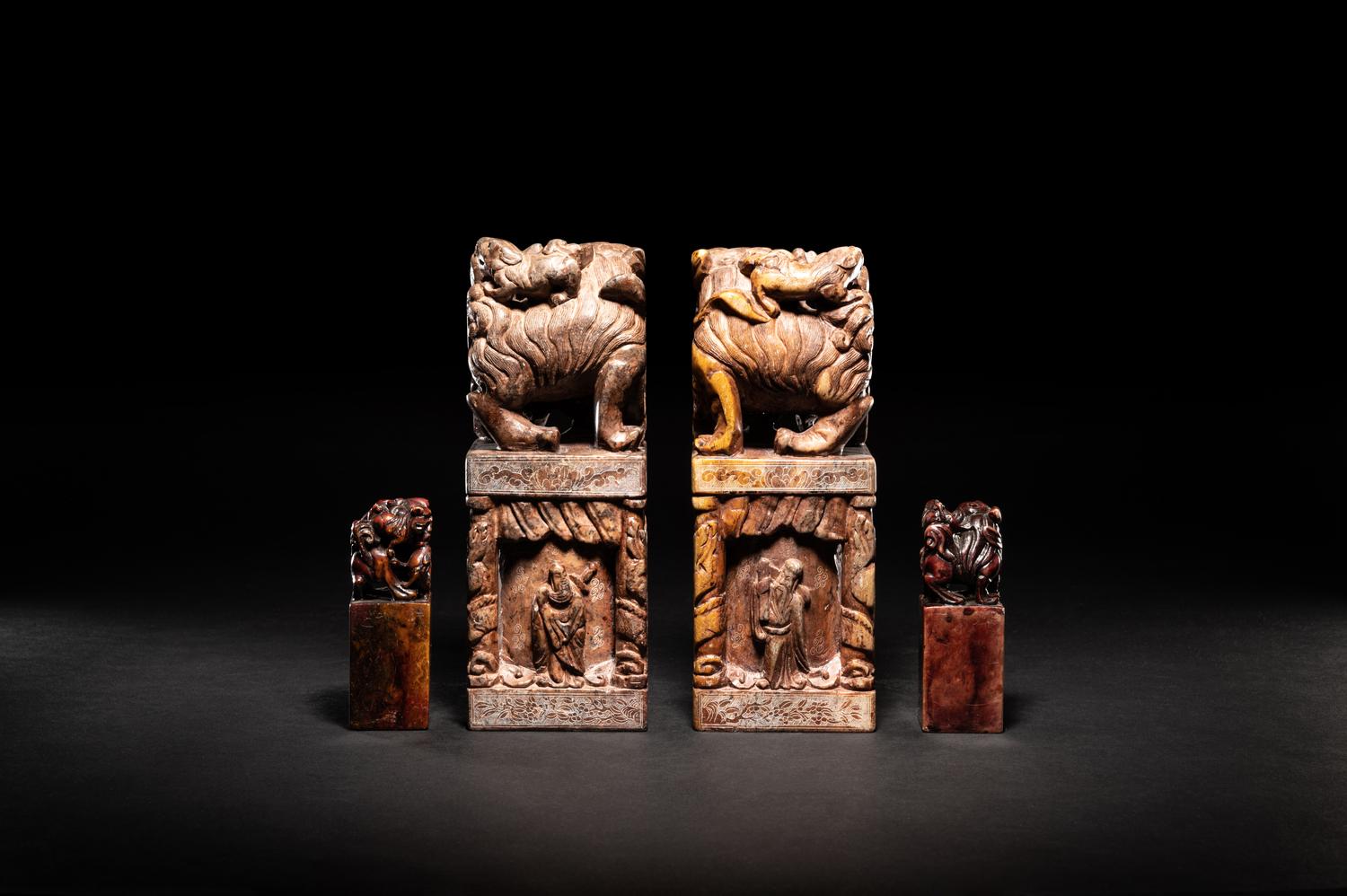 Two Pairs of Chinese Soapstone Seals