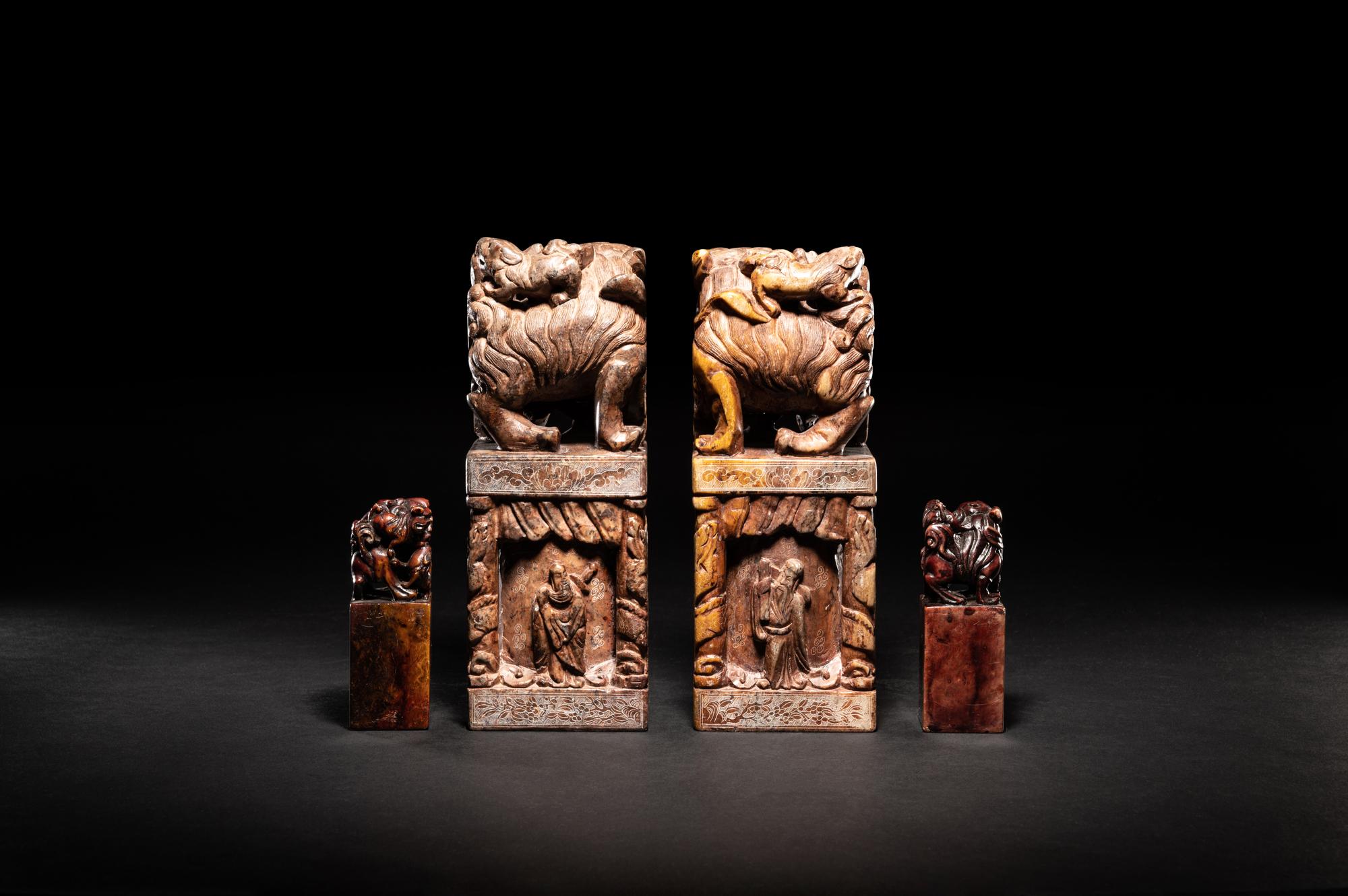 Two Pairs of Chinese Soapstone Seals