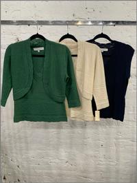 Five Carolina Herrera Knit Top Pieces: Two Twin Sets and One Sleeveless Top, 2000s