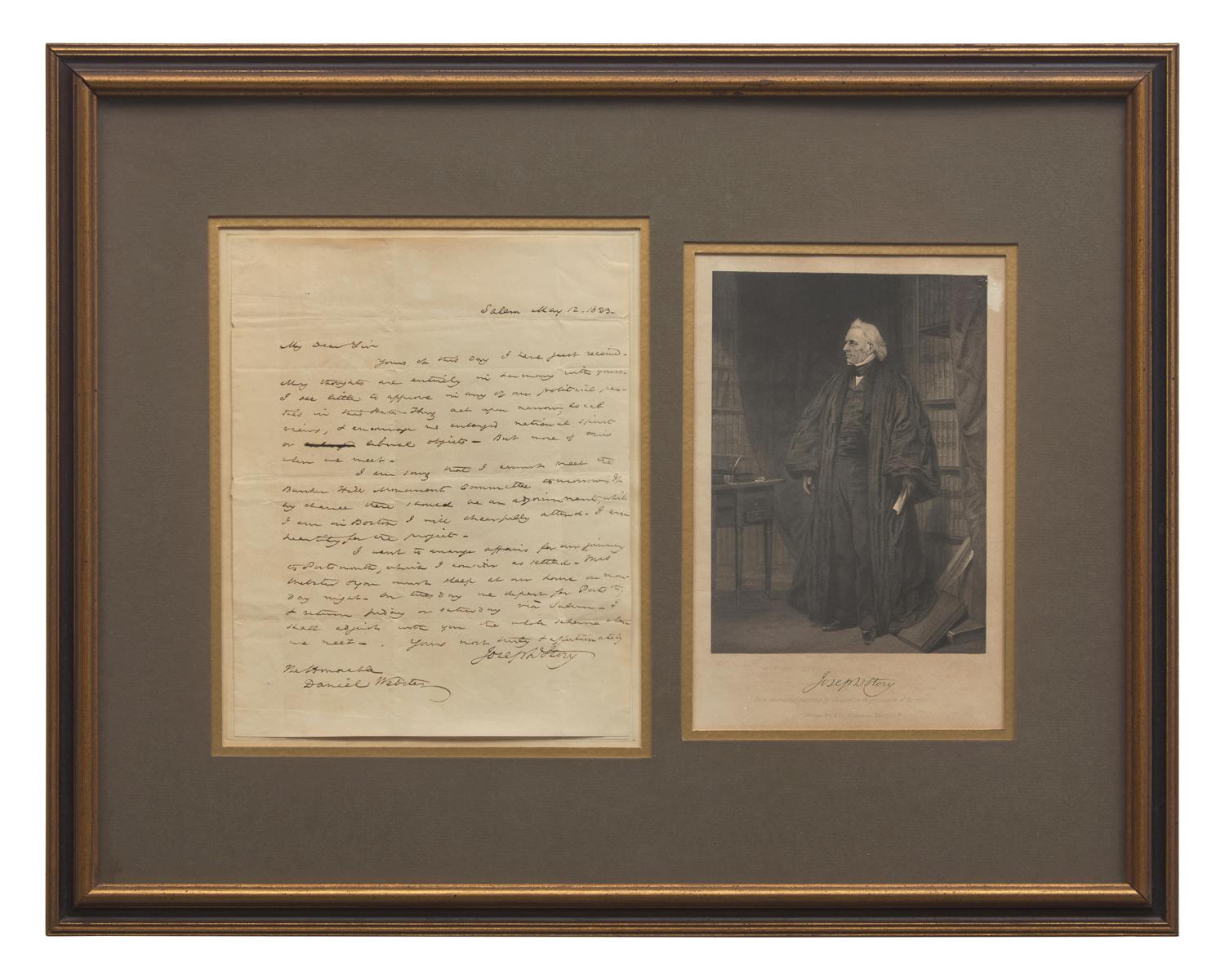 [Americana] [Webster, Daniel] Story, Joseph. Autograph Letter, signed