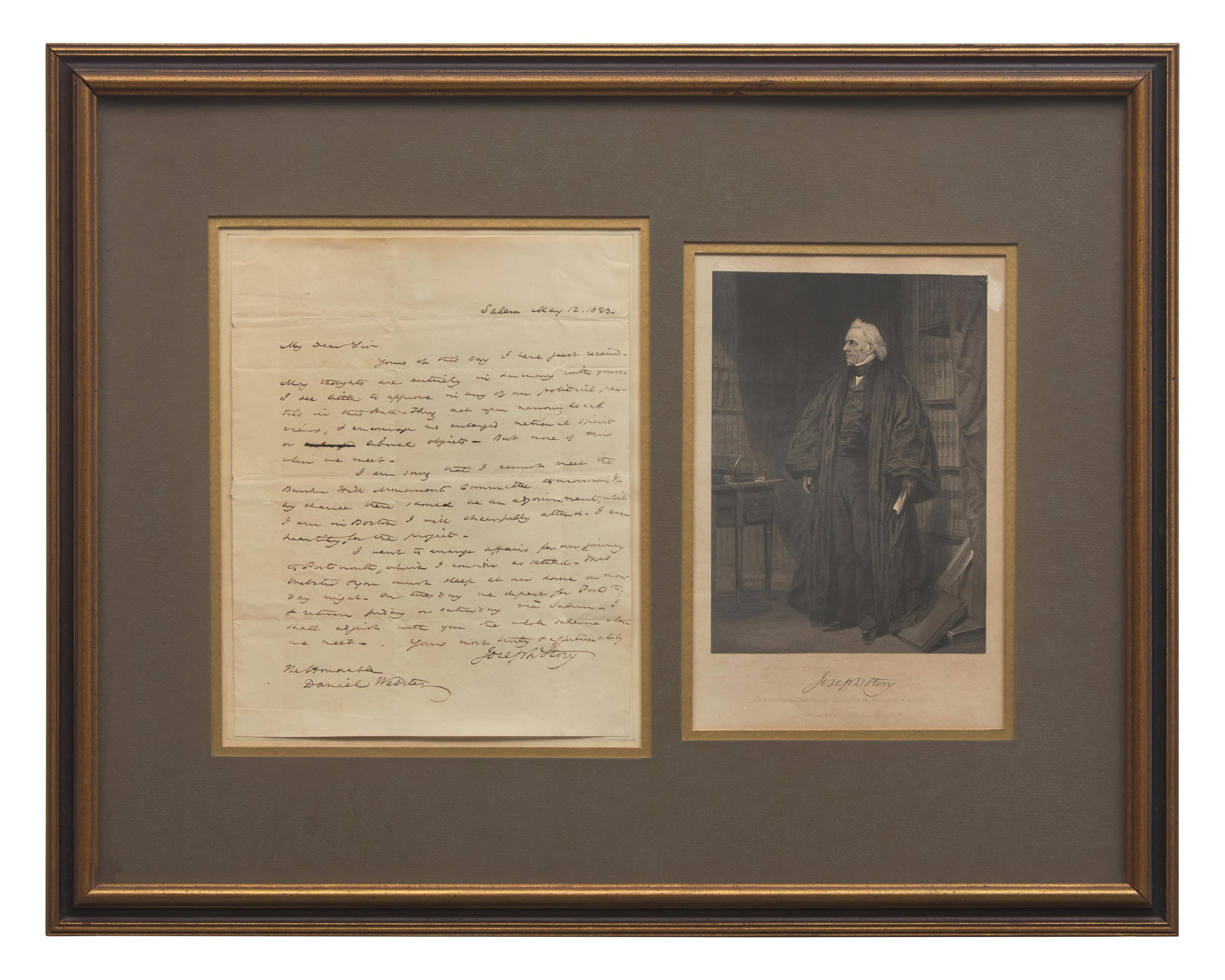 [Americana] [Webster, Daniel] Story, Joseph. Autograph Letter, signed
