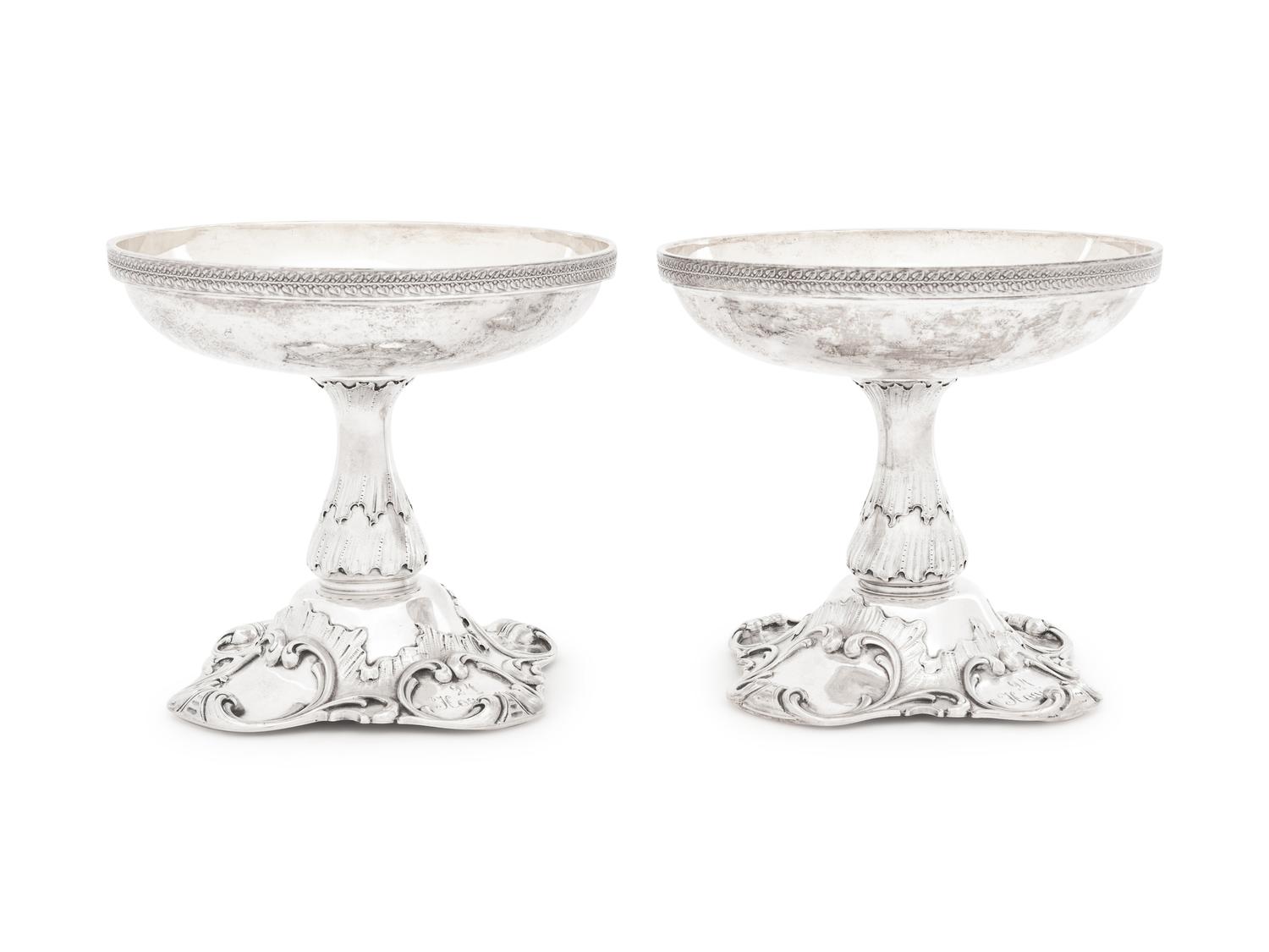 A Pair of Russian Silver and Parcel Gilt Compotes