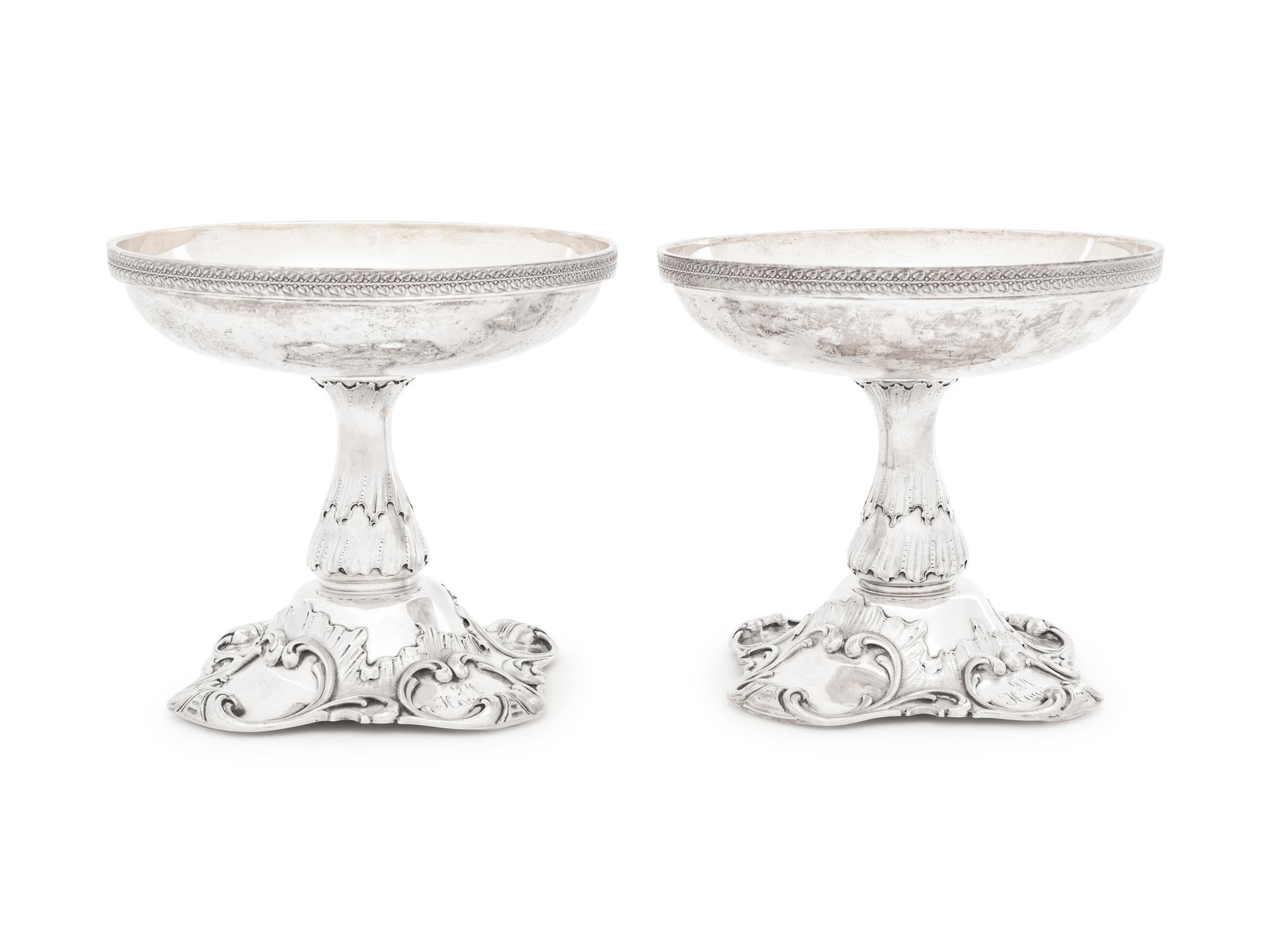 A Pair of Russian Silver and Parcel Gilt Compotes