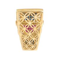 SAPPHIRE, RUBY AND DIAMOND PENDANT