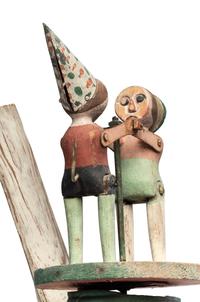 A Carved and Painted Wood Dancing Monkey Whirligig