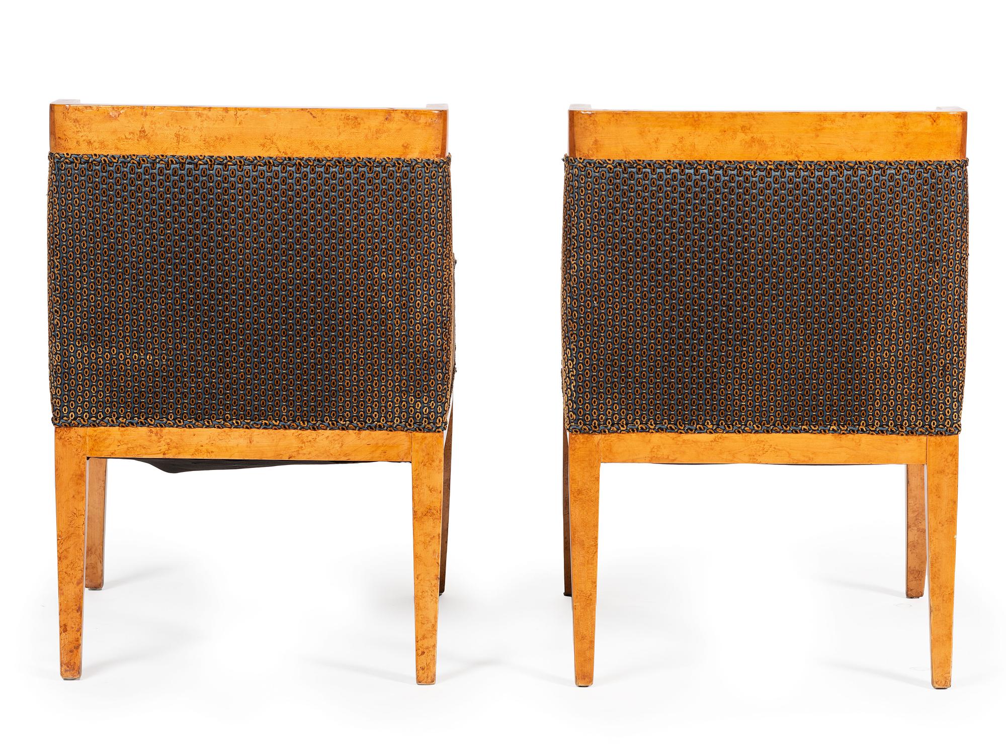 A Pair of Biedermeier Burlwood Bergeres