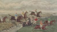 Six English Equestrian Race Prints, Height 7 3/4 x width 13 5/8 inches (visible).