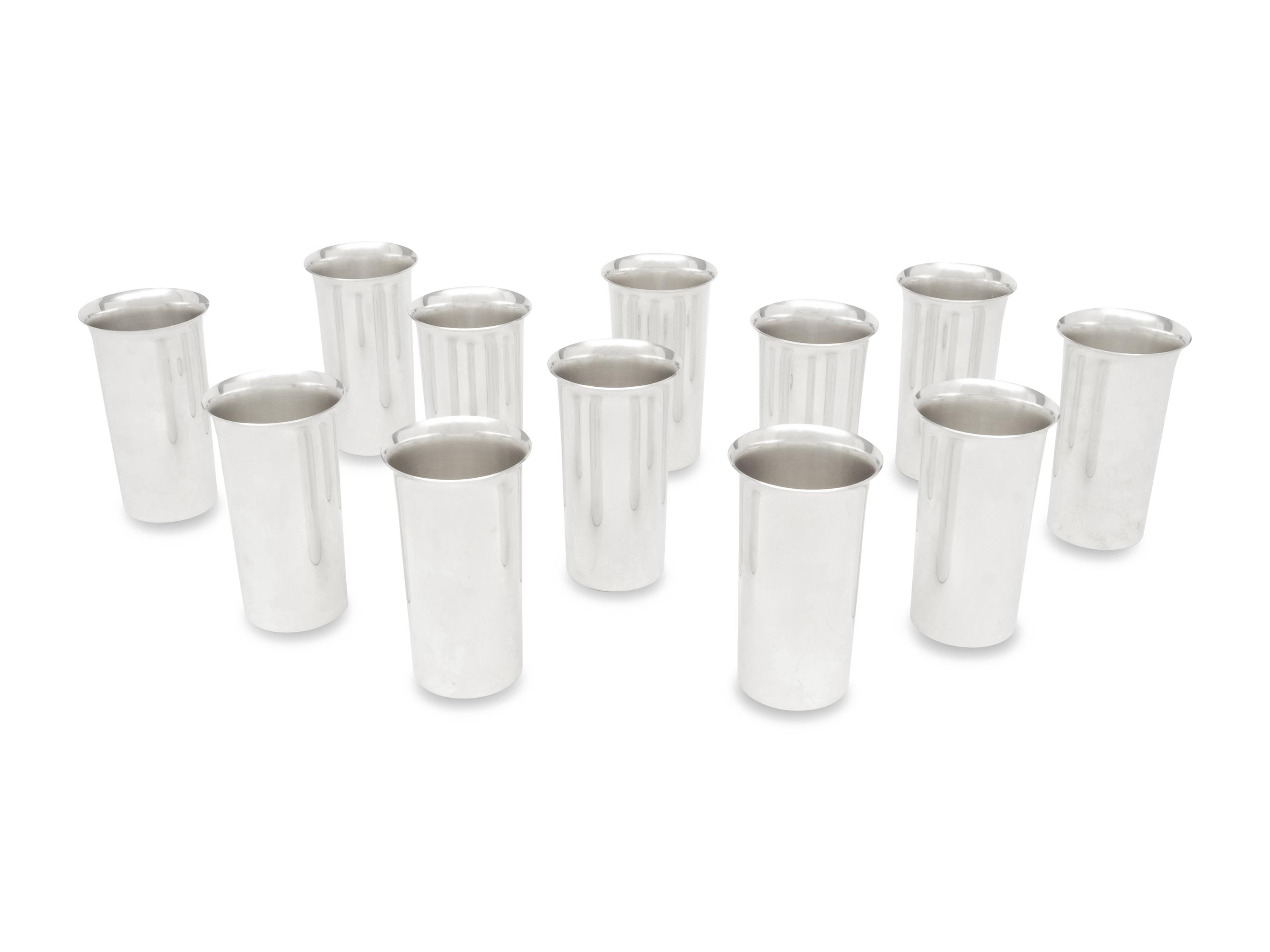 A Set of Twelve American Silver Tumblers