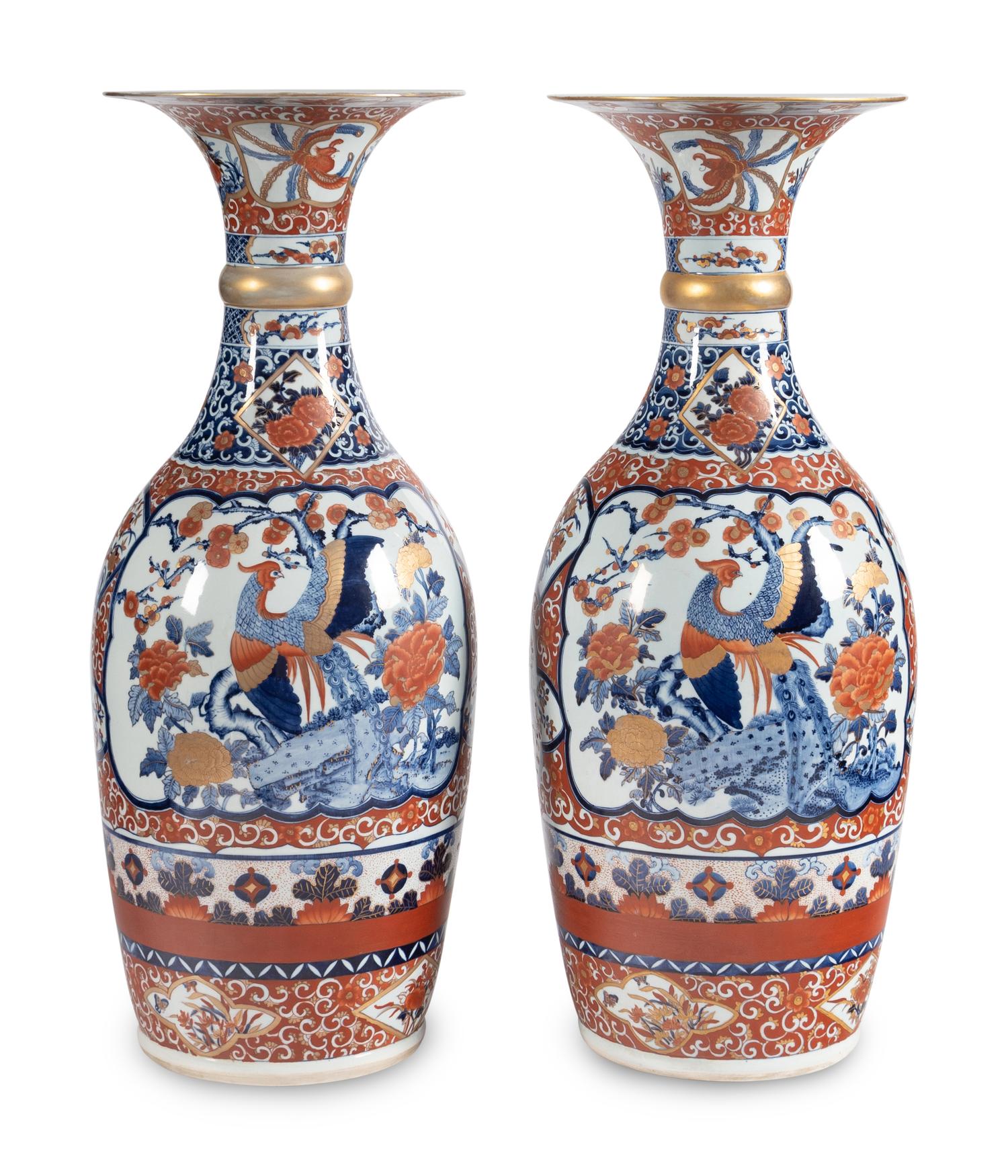 A Pair of Large Japanese Porcelain Vases