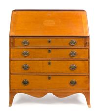 An American Maple Slant Front Bureau Height 43 x width 38 1/2 x depth 20 1/2 inches (closed). — 19TH CENTURY