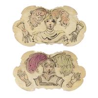 Christian Bérard (French, 1902–1949) — Pair of Cartouches for the "Bal du Panache" held at the Maison de L'Amérique Latine, Paris , 1947