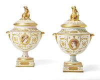 A Pair of Wedgwood Parcel Gilt Porcelain 'Victoria' Vases and Covers