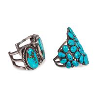 Navajo Silver and Turquoise Cuff Bracelets