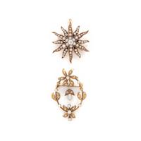 TWO SEED PEARL AND DIAMOND PINS