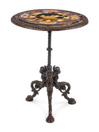 An Italian Bronze Guéridon with a Pietra Dura Top
