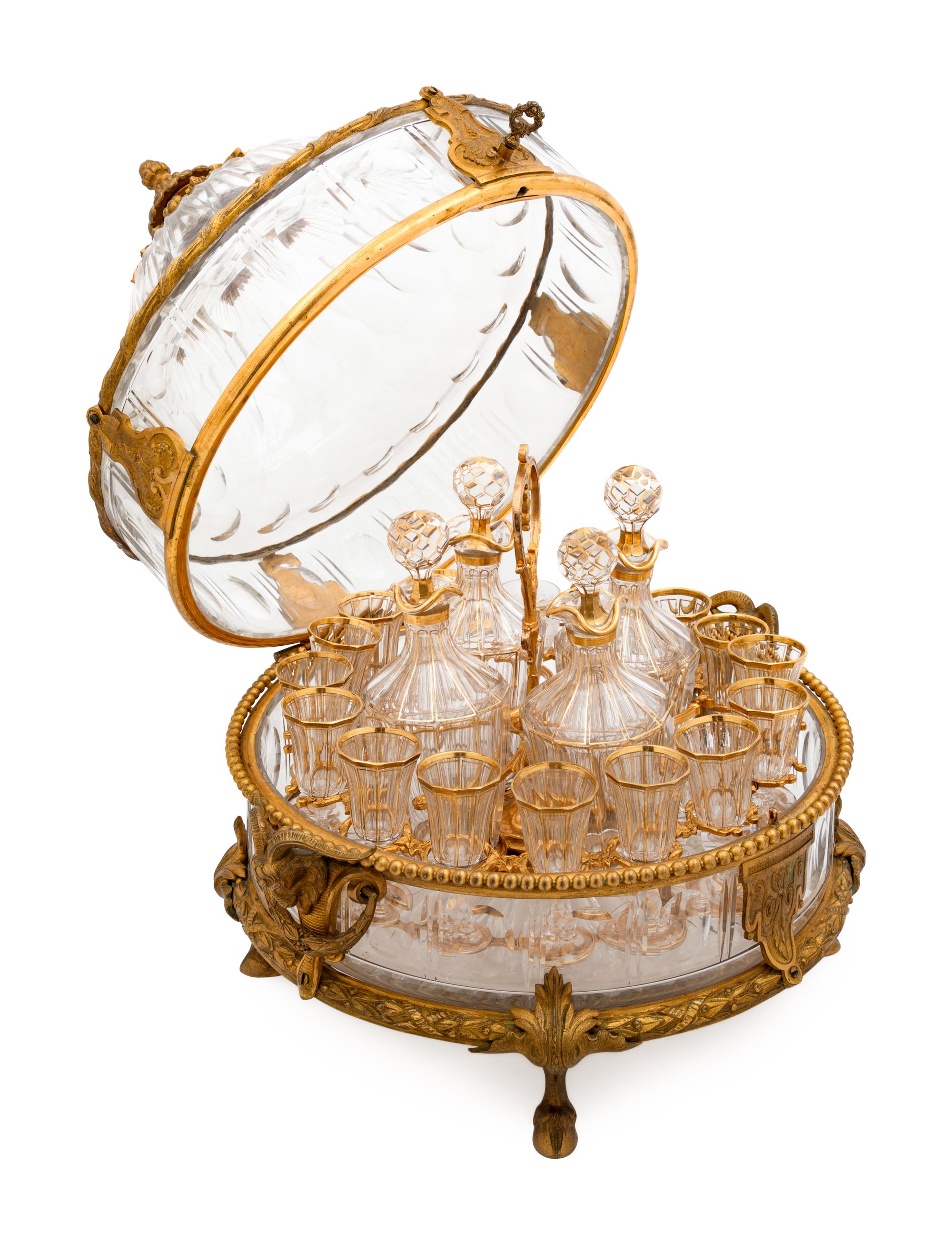 A French Gilt Bronze Mounted Cut Glass Cave à Liqueur