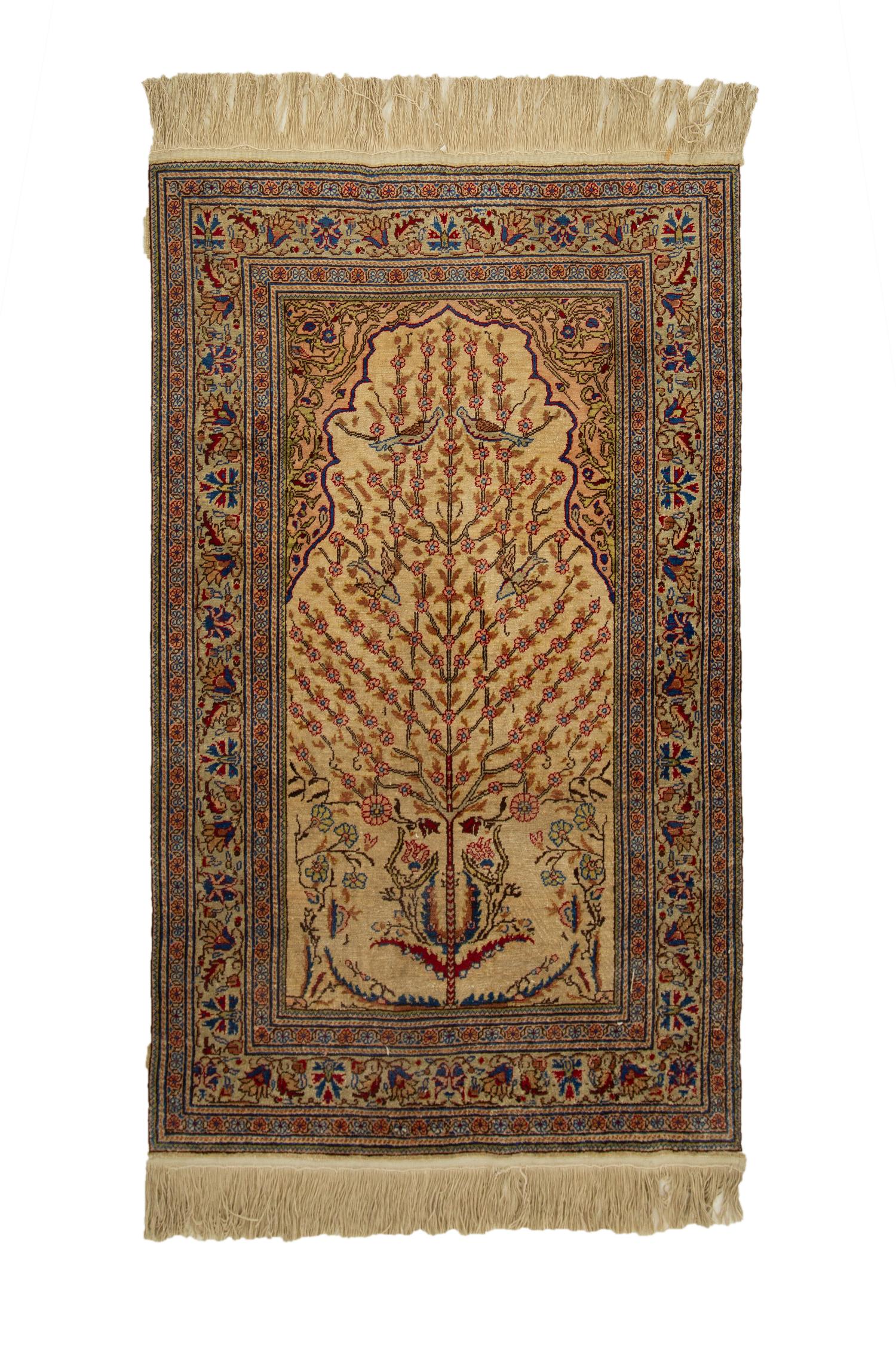 A Turkish Kayseri Silk Prayer Rug