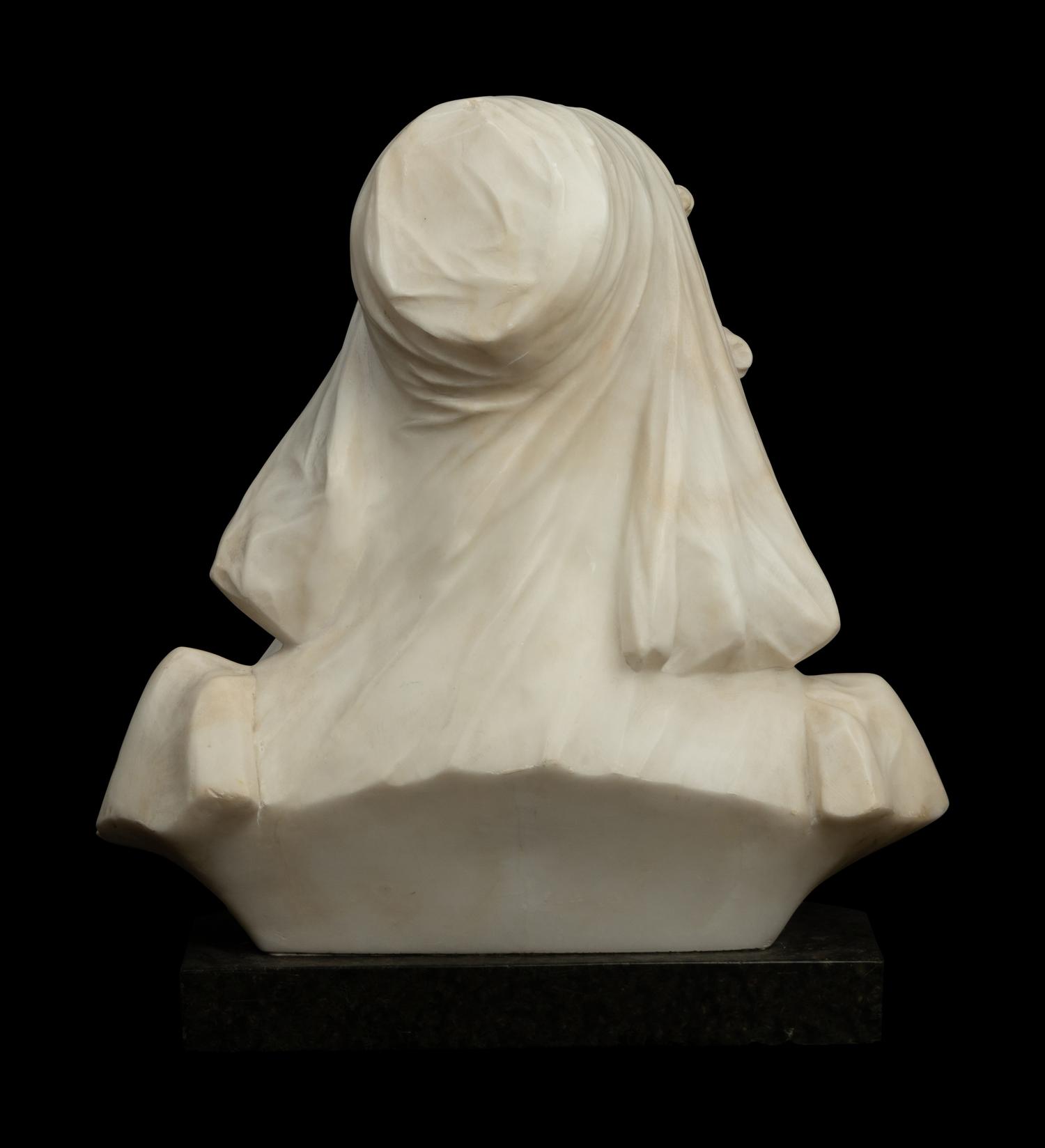 An Italian Carved Marble Bust of a Girl