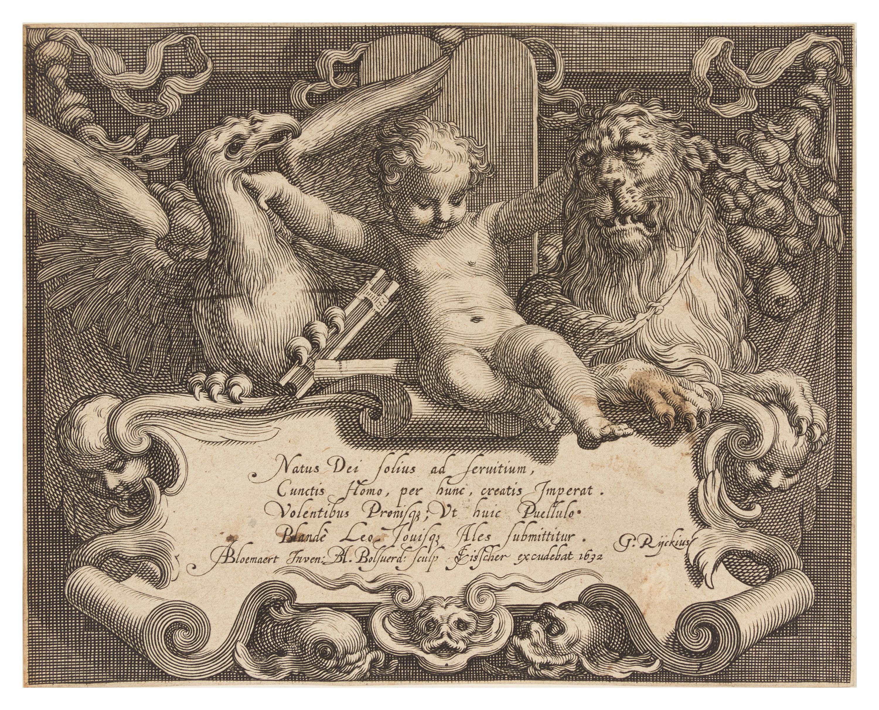 Boetius Adams Bolswert, (Dutch, 1580-1633), Natus Dei, 1632 (6 plates from a portfolio of animals in landscapes after Abraham Bloemaert