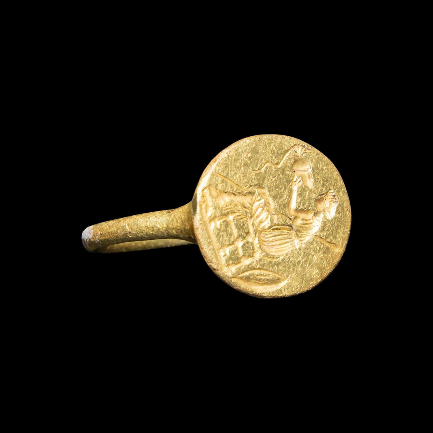 A Greek Gold Finger Ring with Athena