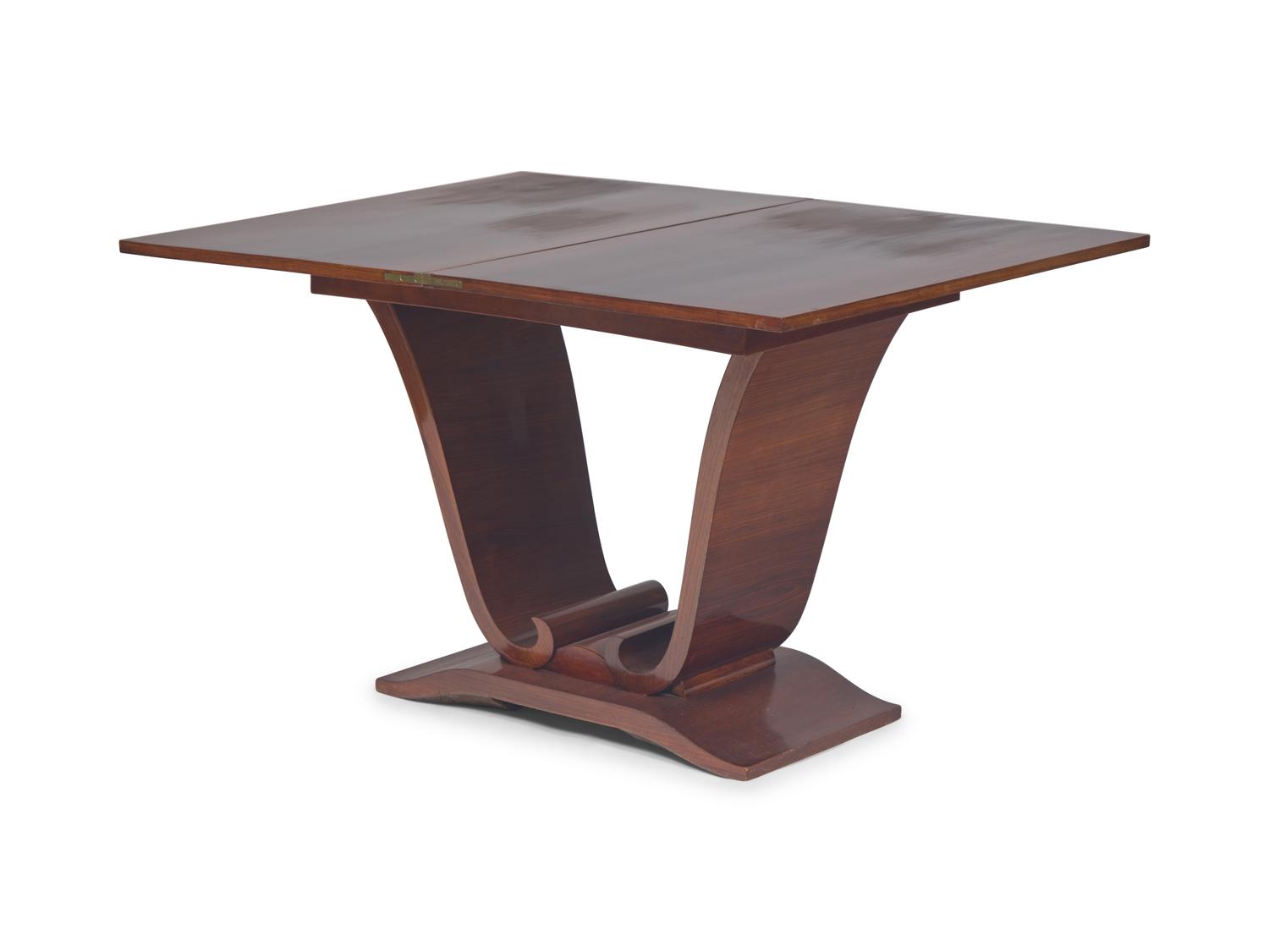 An Art Deco Hinged and Swivel-Top Mahogany Breakfast Table