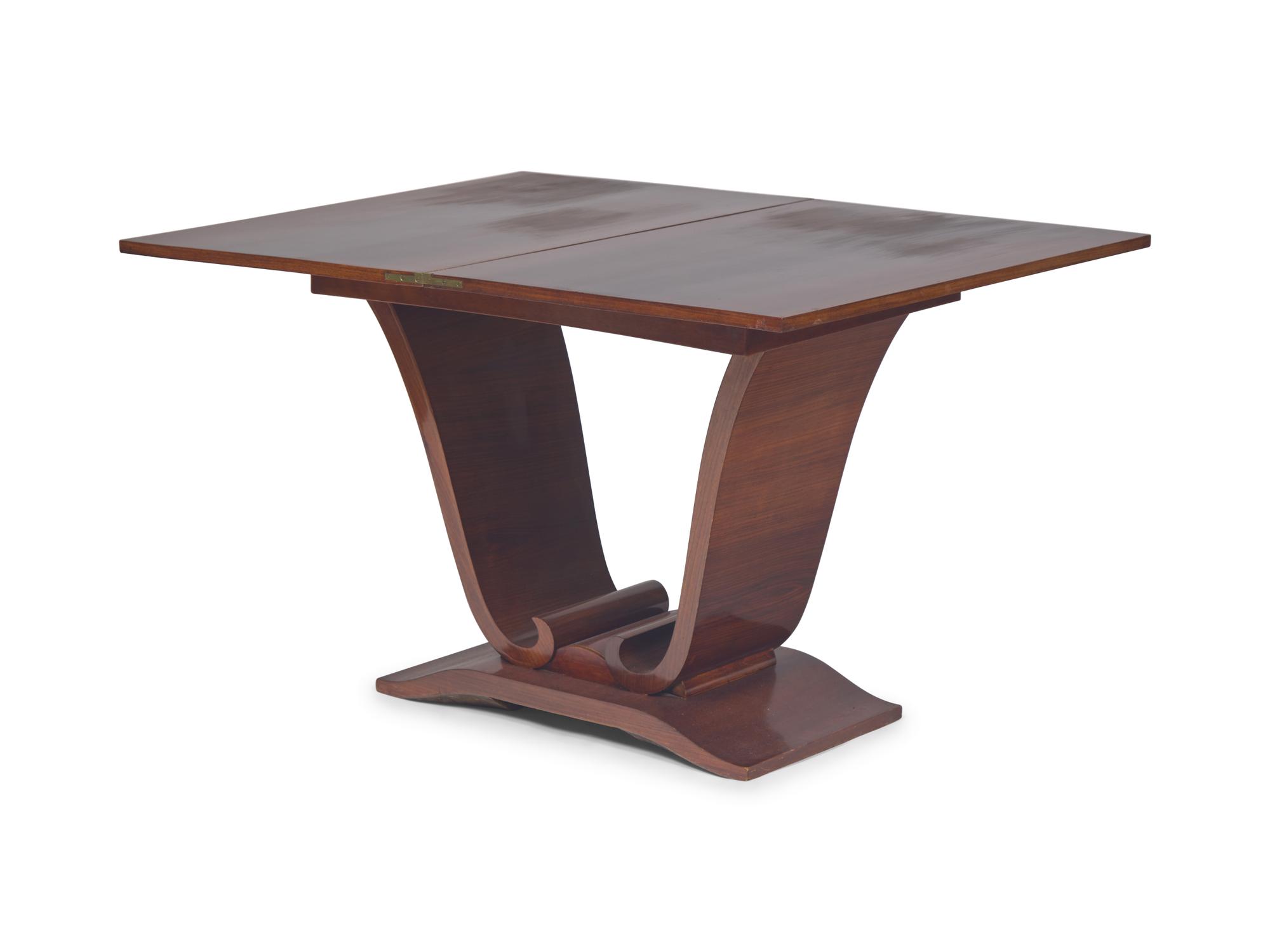 An Art Deco Hinged and Swivel-Top Mahogany Breakfast Table