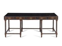 A William and Mary Style Oak and Leather-Veneer Console Table