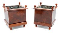 A Pair of Biedermeier Mahogany Cache Pots Height 9 inches. — 19TH CENTURY
