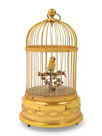 A French Gilt Metal Automaton Bird Cage